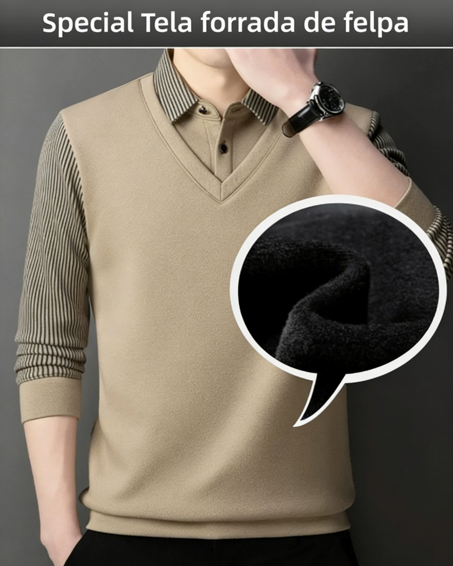 【M-4XL】Camiseta Polo de Falsa Dos Piezas para Hombre – Diseño a Rayas, Elegante y Versátil