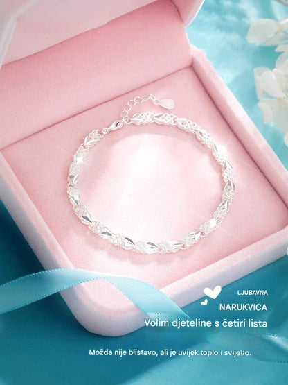 🎁【Ograničena ponuda – Kupi 1, dobiješ 1 gratis!】💖🍀Nova moderna ženska narukvica od srebra 925 s djetelinom s četiri lista