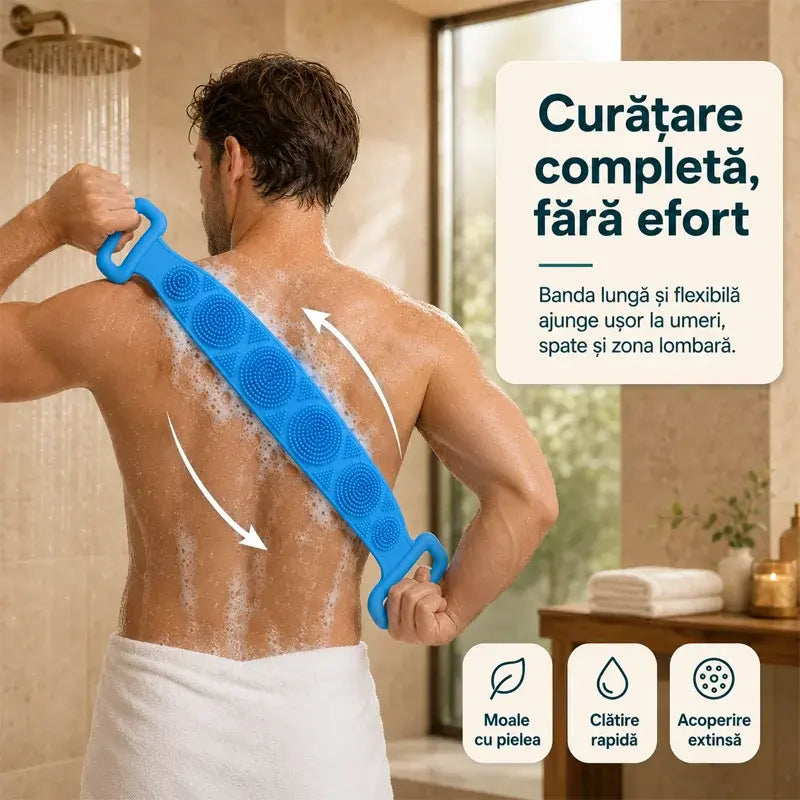 🧼✨ 【Cumpără 1, primești 1 gratis】 Prosop pentru duș, din silicon cu două straturi, model lung și gros(70 cm/180 g)
