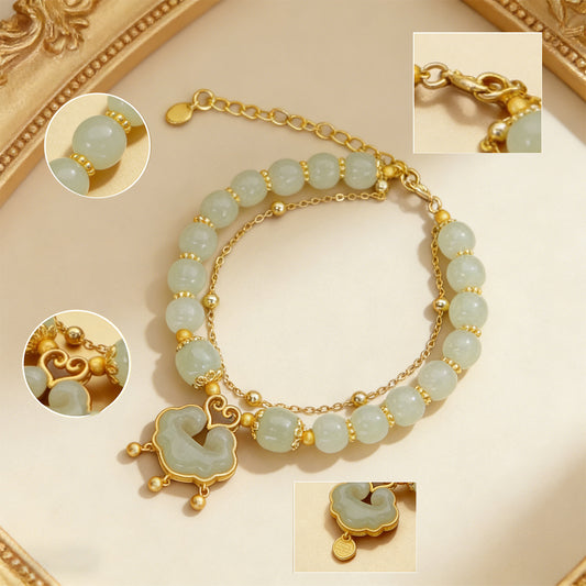 【Descuento】Nueva pulsera de jade hetiano en oro de 14 quilates