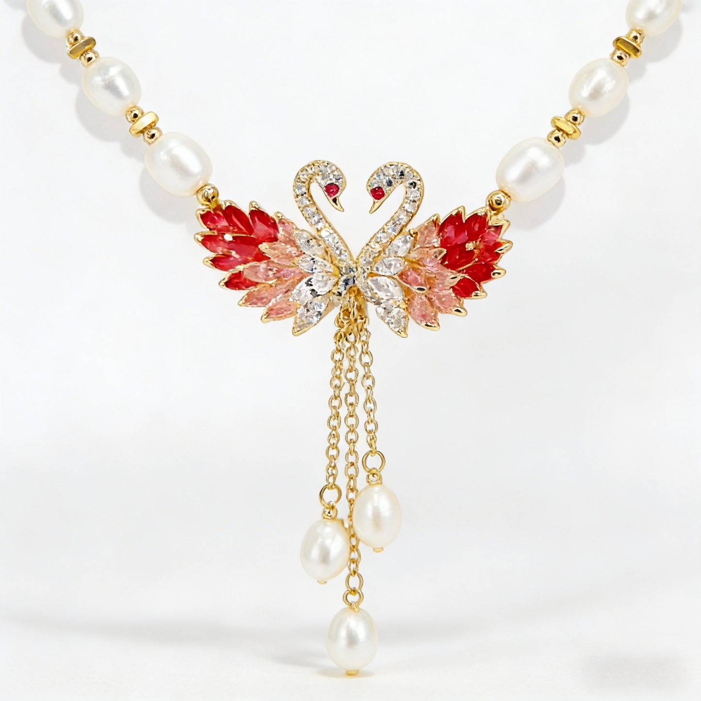 Nuevo collar de perlas de cisne de lujo premium