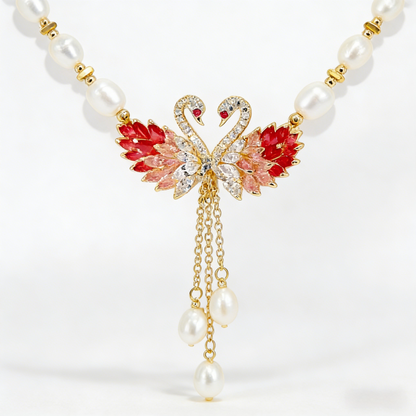 Nuevo collar de perlas de cisne de lujo premium