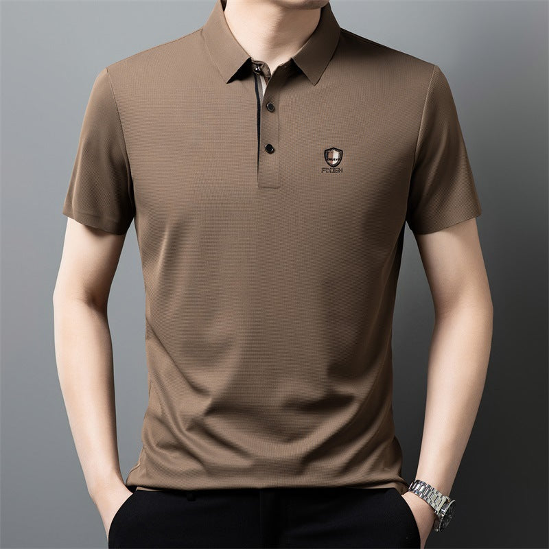 【M-4XL】Nuevo polo casual de manga corta con cuello y seda helada 2026