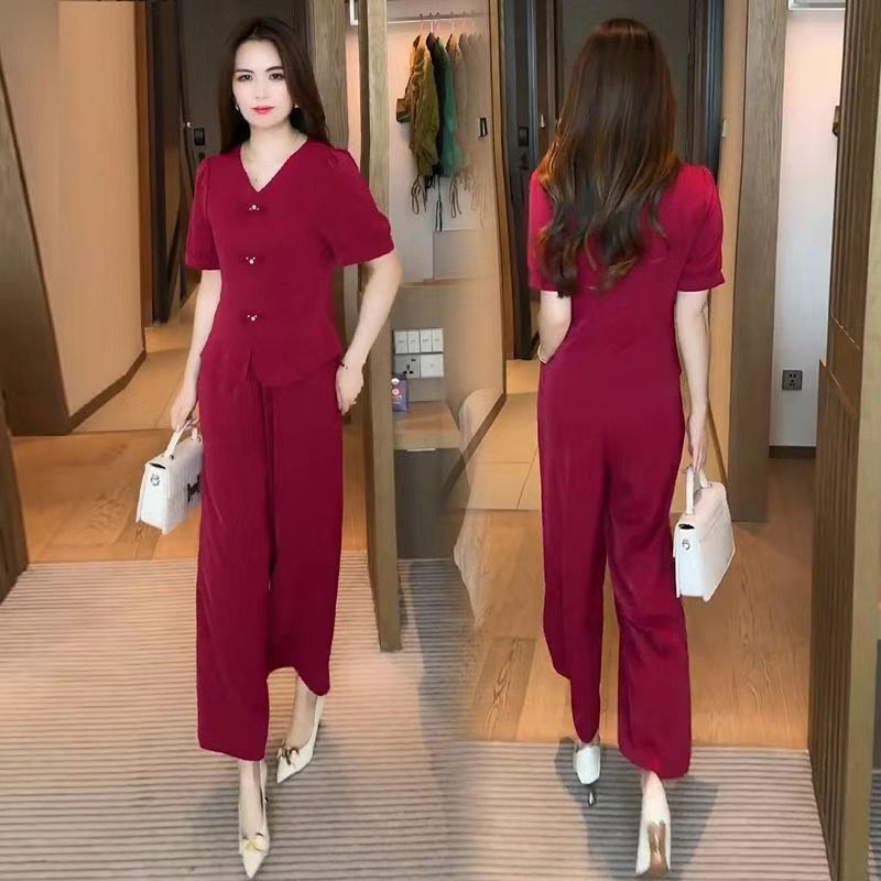 🌸【M-5XL】🔥【Camiseta + Pantalones Anchos】Conjunto de moda en seda de hielo 2026