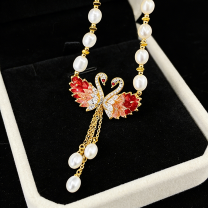 Nuevo collar de perlas de cisne de lujo premium