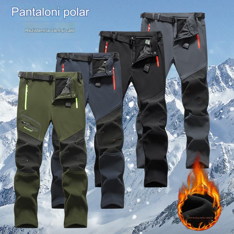 😎👖【S-5XL】 2024 nuevos pantalones casuales de trabajo cálidos de terciopelo impermeables al aire libre para hombres de otoño e invierno 3851352
