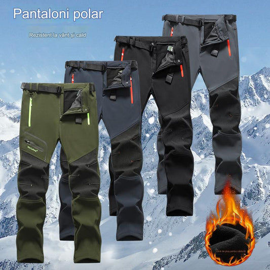 [S-5XL] 2024 nuevos pantalones casuales de trabajo cálidos de terciopelo impermeables al aire libre para hombres de otoño e invierno_3845227