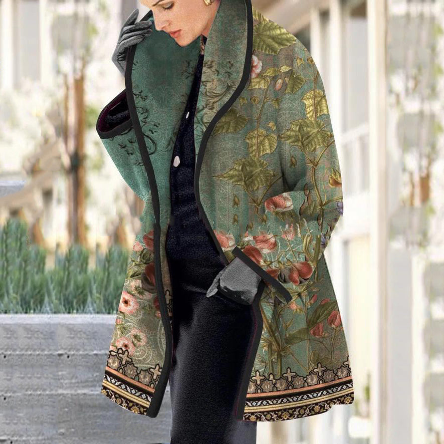 💐🧥【S-3XL】Fino abrigo de lana con solapas de estampado europeo y americano._3831025