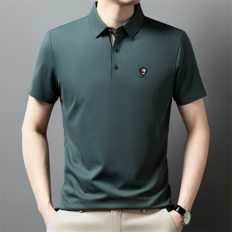 【M-4XL】Nuevo polo casual de manga corta con cuello y seda helada 2026