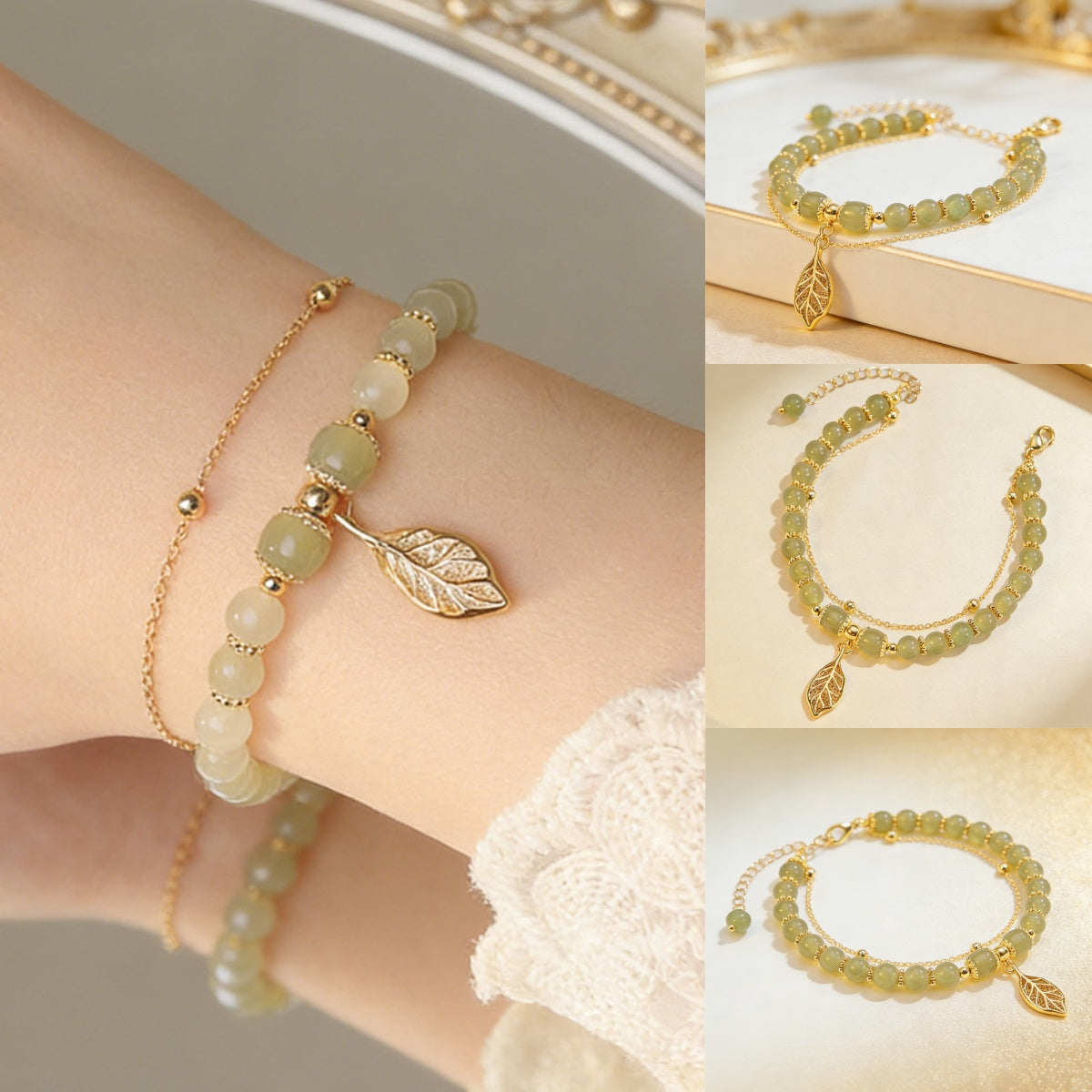 【descuento】de oro de 14K con jade Hetiano