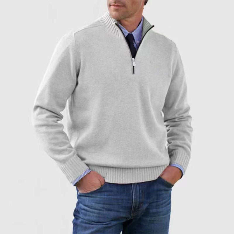🧥✨ Suéter de punto con cremallera para hombre de talla grande, diseño simple y combinable.