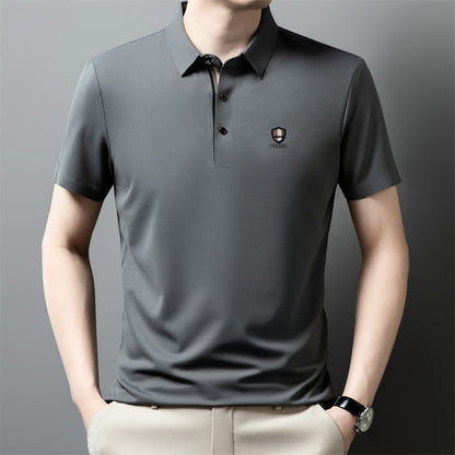 【M-4XL】Nuevo polo casual de manga corta con cuello y seda helada 2026