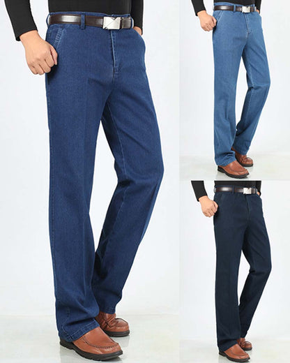 Jeans elásticos de alta calidad para hombre, diseño fino, suelto, de pierna recta, transpirables y cómodos.