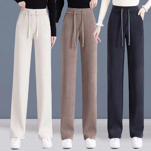 【M-3XL】Nuevos pantalones casuales elásticos de pierna ancha para mujer_3855701