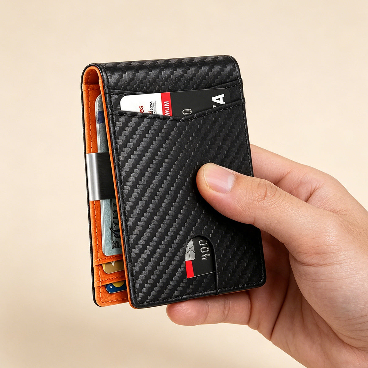 【Descuento por tiempo limitado】Imprescindible para hombres，Cartera minimalista para hombre con función de protección RFID