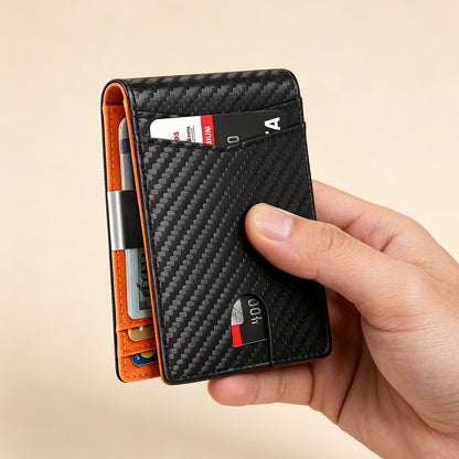 【Descuento por tiempo limitado】Imprescindible para hombres，Cartera minimalista para hombre con función de protección RFID