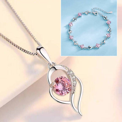 Conjunto de pulsera y collar Corazón del Océano en plata de ley 925