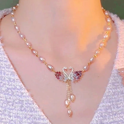 Nuevo collar de perlas de cisne de lujo premium