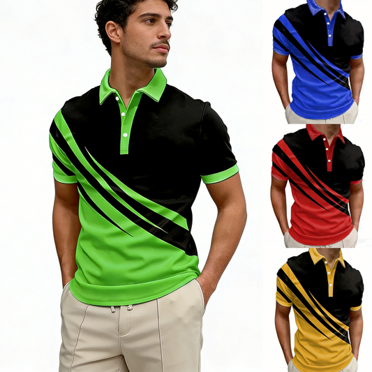 【S-6XL】 Nueva camiseta polo de hombre de verano con estampado a rayas en 3D