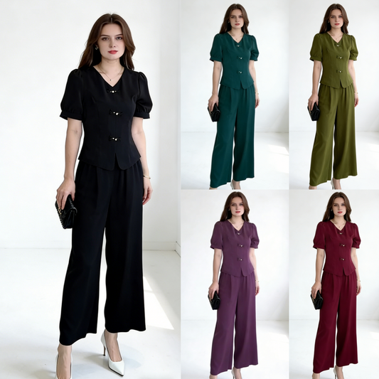 【M-5XL】【Camiseta + Pantalones Anchos】Conjunto de moda en seda de hielo 2026