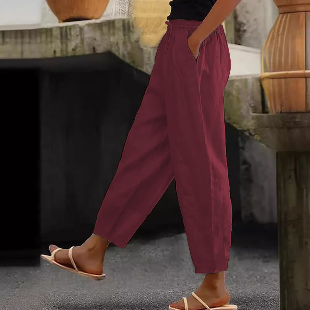😍💕【40-120 kg】Pantalones casuales para mujer de algodón y lino ✅️Pago contra entrega