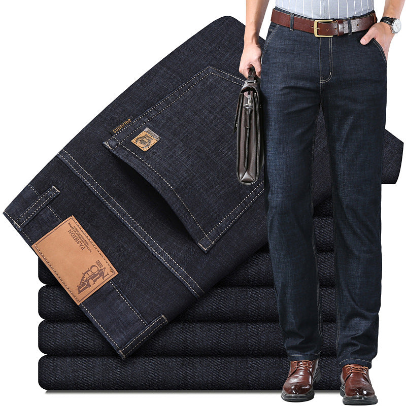 【60-110KG】 Jeans de hombre, sencillos, casuales, versátiles, tallas grandes
