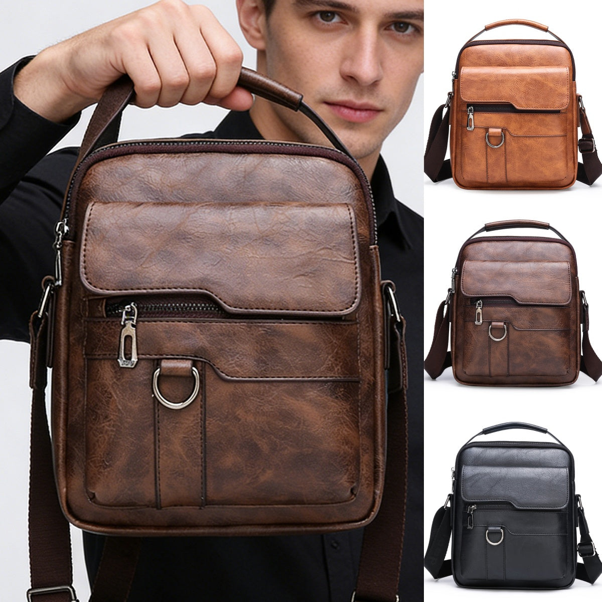 【Descuento por tiempo limitado】Bolsa moderna y casual de cuero para hombre, gran capacidad