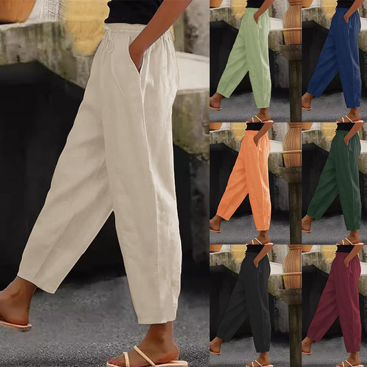 😍💕【40-120 kg】Pantalones casuales para mujer de algodón y lino ✅️Pago contra entrega