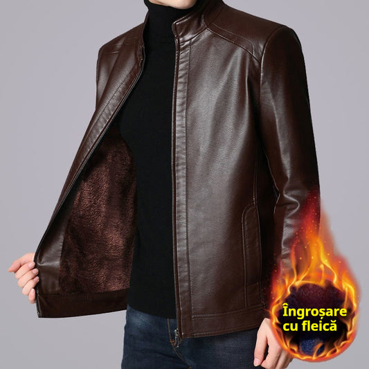 🔥🧥Chaqueta de cuero con cuello de cuero PU de otoño e invierno de nuevo estilo_3849566