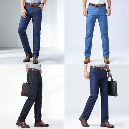 【60-110KG】Jeans de hombre, sencillos, casuales, versátiles, tallas grandes