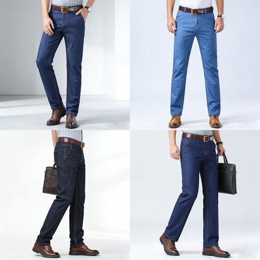【60-110KG】Jeans de hombre, sencillos, casuales, versátiles, tallas grandes