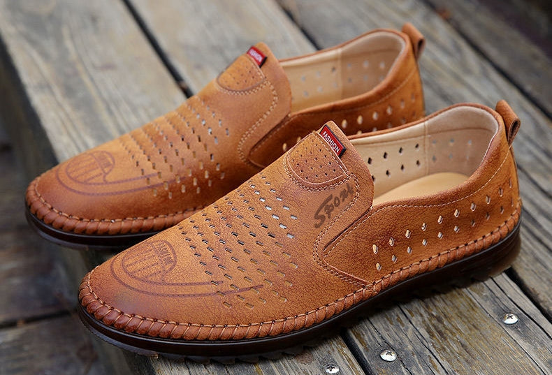 【Tallas 38-44】2026 Zapatos casuales transpirables con agujeros, cuero genuino hecho a mano, suela suave, antideslizantes