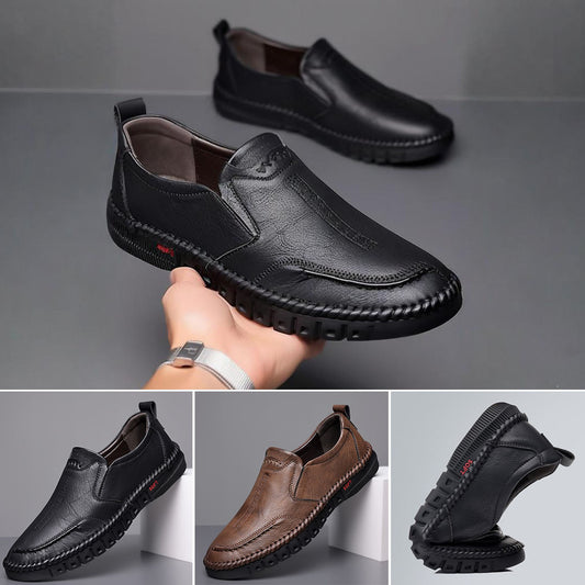 👞【39-44】2025 Męskie buty sportowe na co dzień, wykonane z prawdziwej skóry, z miękką podeszwą, antypoślizgowe, oddychające
