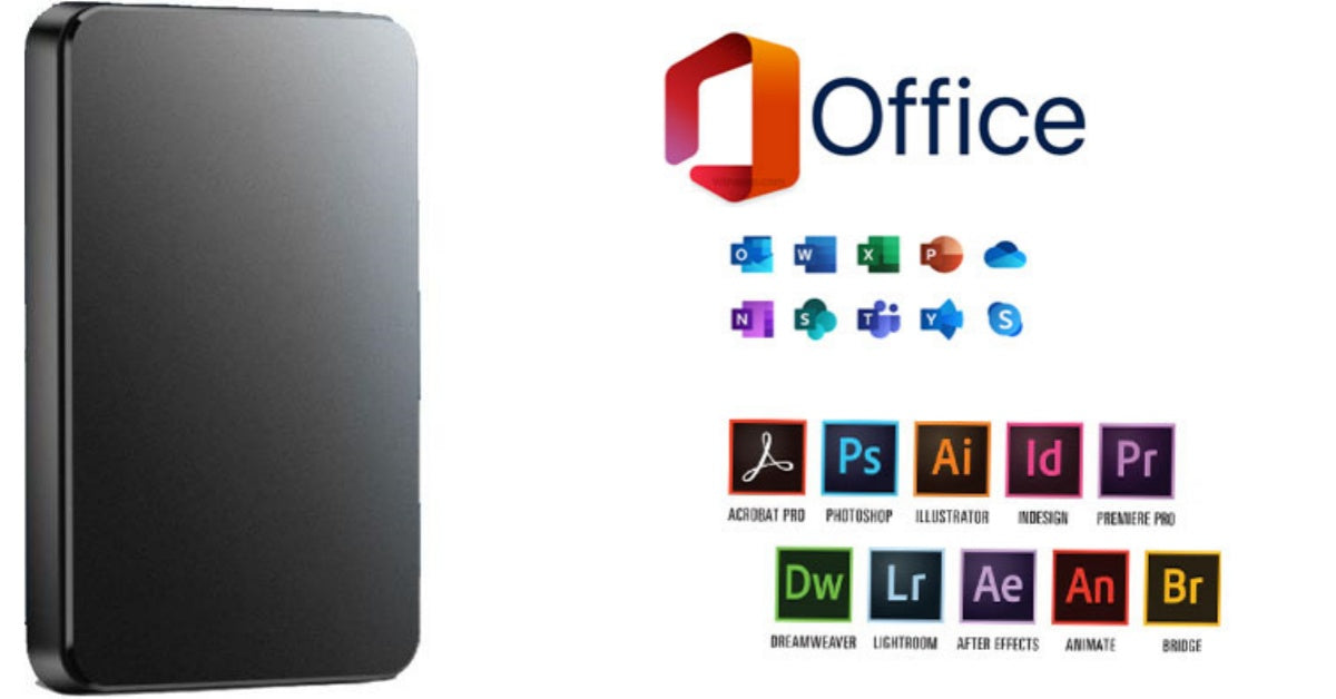Disco duro móvil de gran capacidad de 20TB + Office original gratis + Adobe