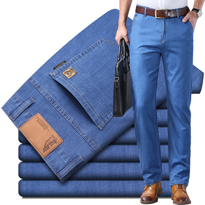 【60-110KG】 Jeans de hombre, sencillos, casuales, versátiles, tallas grandes