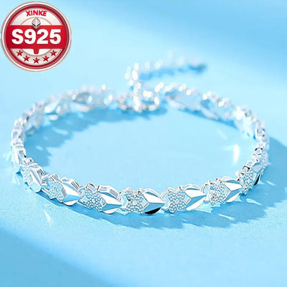 【Compre 1 y obtenga 1 gratis】Me encanta la nueva pulsera de plata 925 con trébol de cuatro hojas para mujer, ¡a la moda!【descuento】