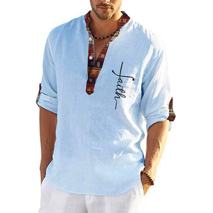 T-shirt pentru bărbați, de marime mare, din bumbac, cămăși cu decolteu în V_4046146