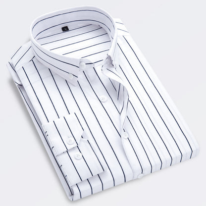 【Promo】Camisa de negocios a rayas de manga larga para hombre 【M-5XL】
