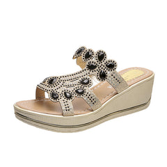 🔥【Oferte speciale de vară】【35-40】Sandale noi la modă 2025, cu talpă groasă și cristale, în culori casual