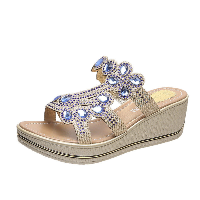 🔥【Oferte speciale de vară】【35-40】Sandale noi la modă 2025, cu talpă groasă și cristale, în culori casual