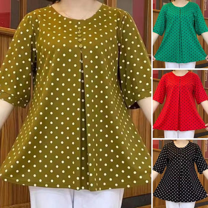 【Oferta por tiempo limitado】【L-5XL】Nueva camisa de mujer con estampado de lunares primavera/verano 2026