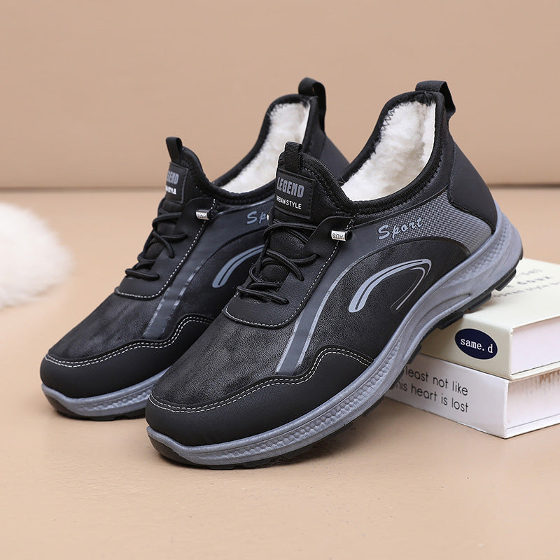 【38-44】  Zapatos deportivos casuales antideslizantes cálidos de lana para hombres-3856016