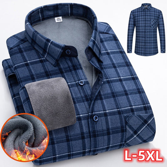 🔥👔【L-5XL】Camisa de negocios cálida de manga larga de otoño e invierno.3849551