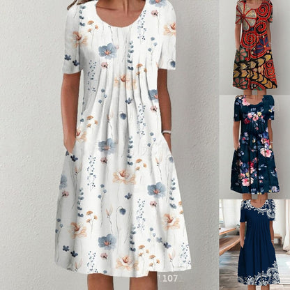 🌺👗【S-5XL】Moderna haljina s printom i okruglim izrezom