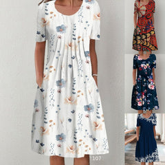 🌺👗【S-5XL】Moderna haljina s printom i okruglim izrezom