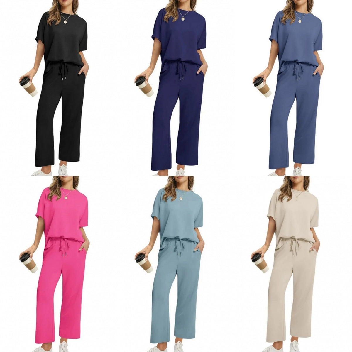✨ Tendencia ahora ✨ Conjunto de 2 piezas: top elegante y pantalón a juego para mujer