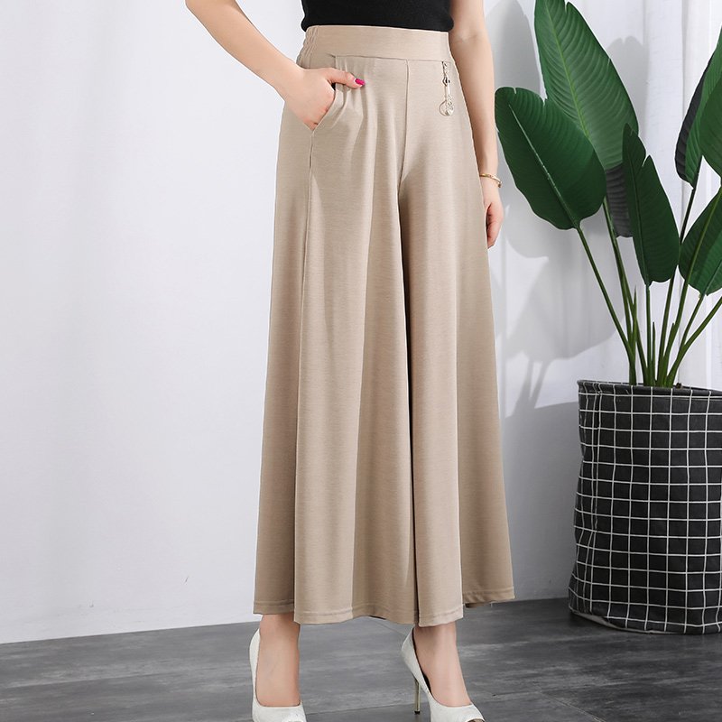 ❤️❤️【M-5XL】2026 Pantaloni noi de dama de vară picioare late mătase de gheață până la glezne