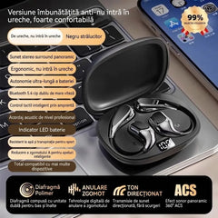 🔋 Căști wireless Bluetooth fără dopuri intraauriculare, cu cârlig pentru ureche și tehnologie de conducție osoasă 🎙️🎧