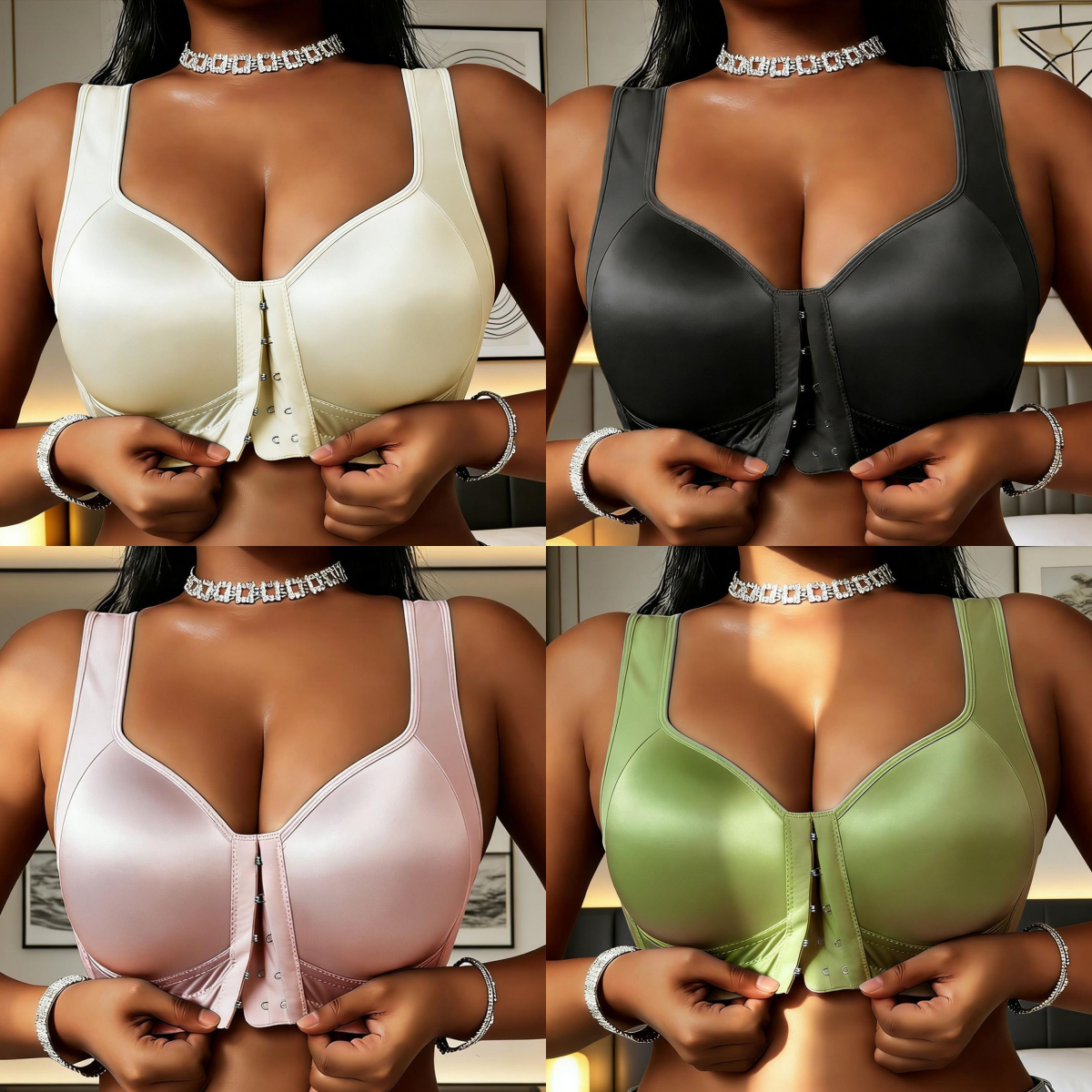 😍👙【Paquete de 3 piezas】【40-100 kg】Sujetador de mujer sin aros con cierre frontal