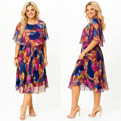 【S-5XL】Vestido suelto de gasa de talla grande | Cómodo y transpirable, muy adecuado para el verano.-E